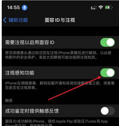 阜新苹果14维修网点分享iPhone14注视感知功能有什么用 